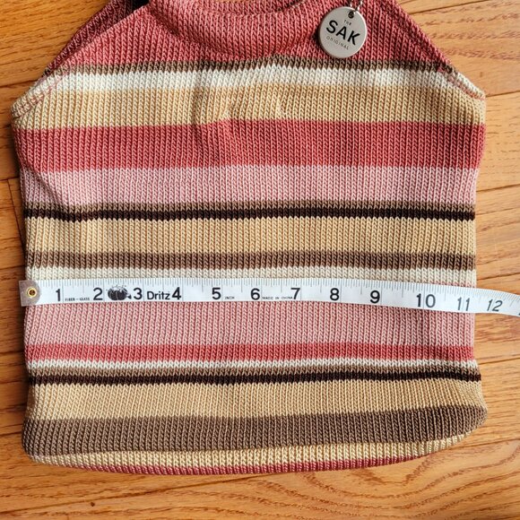 The Sak Knit Handbag Tote Faux Wood Ring Handles Cottage Beach Purse - Picture 8 of 11